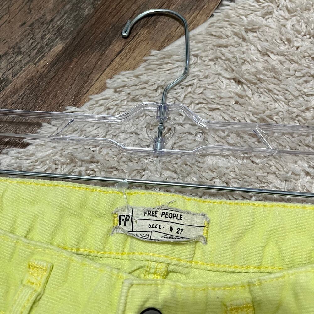 Free People Size 27 Neon Yellow Corduroy Low-Rise Skinny Jeans - Picture 3 of 6